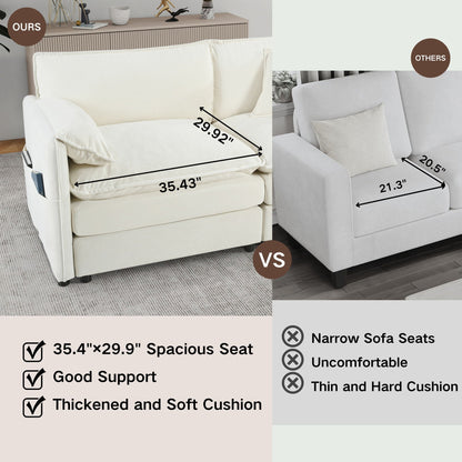 Deep Seat Modular Sectional Sofa Cloud Couch With Ottoman