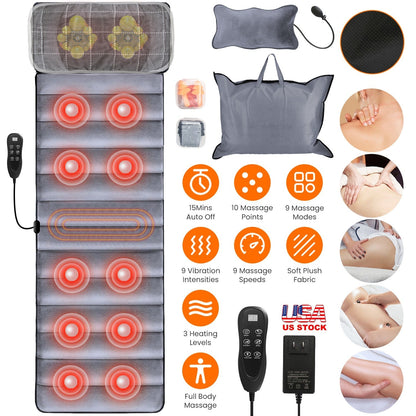 Full Body Electric Massage Mat with Heat Vibration Massage Pad