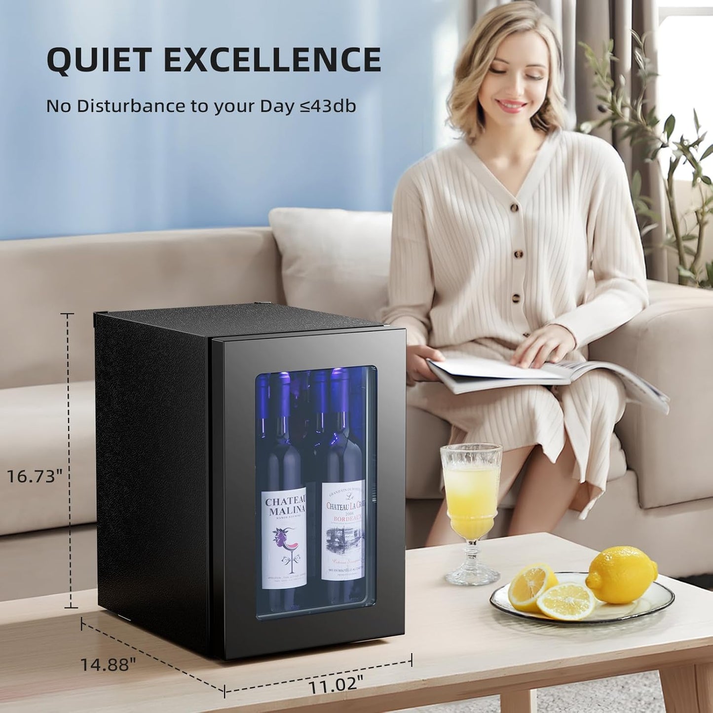 Freestanding Wine Cellar Mini Fridge, 4-Bottle
