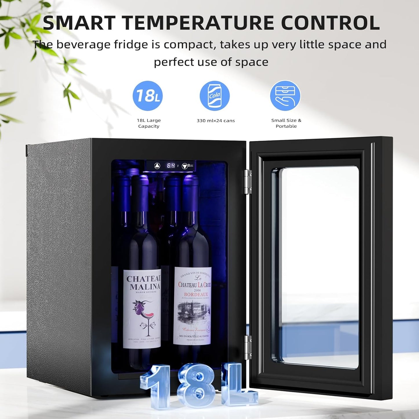 Freestanding Wine Cellar Mini Fridge, 4-Bottle