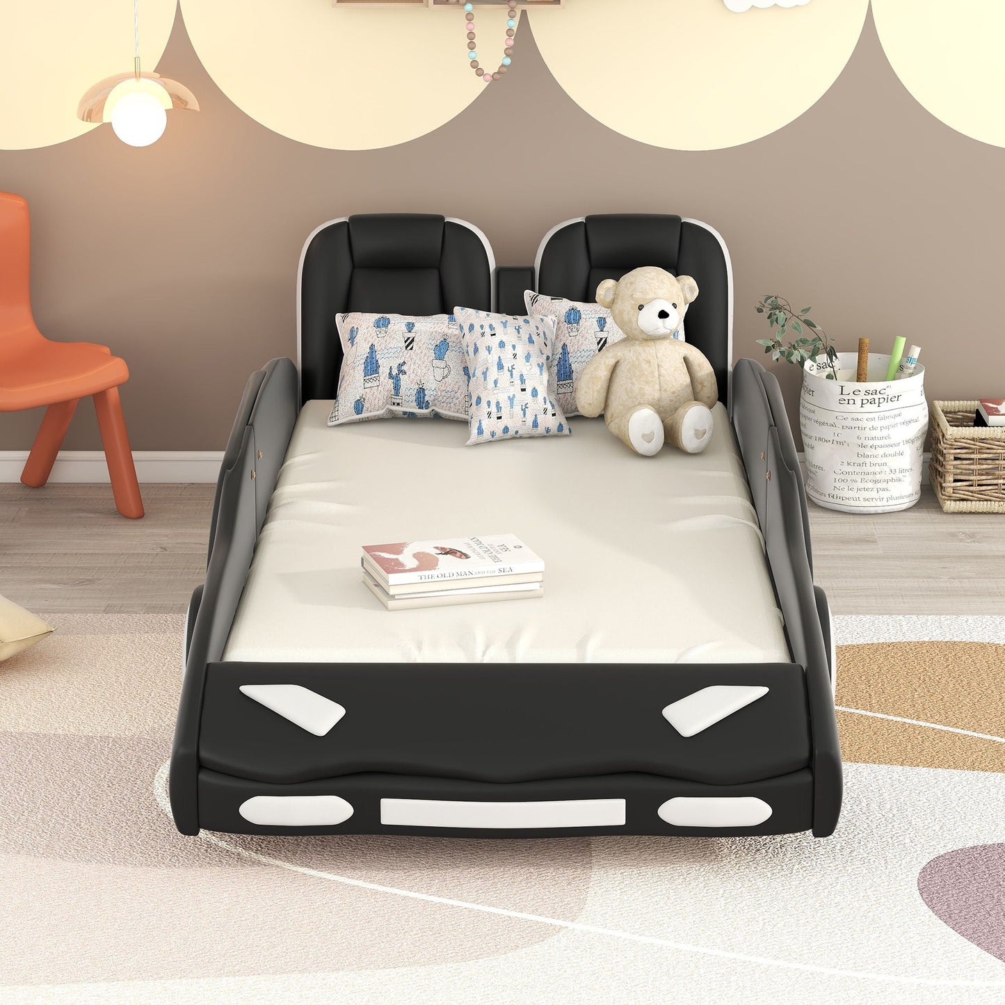 Race Car Shaped Twin Platform Bed With Wheels