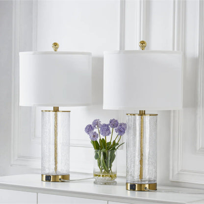 Modern Glam Glass and Metal Table Lamp Set
