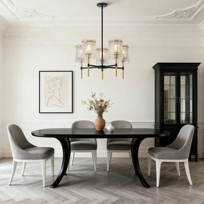 5 Light Chandelier, Textured Glass Pendant Light
