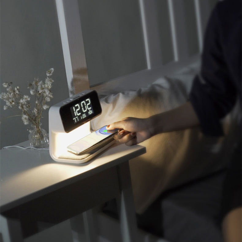 Bedside Lamp Wireless Charging LCD Screen Alarm Clock