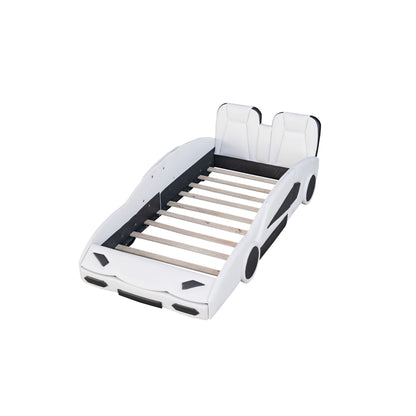 Race Car Shaped Twin Platform Bed With Wheels