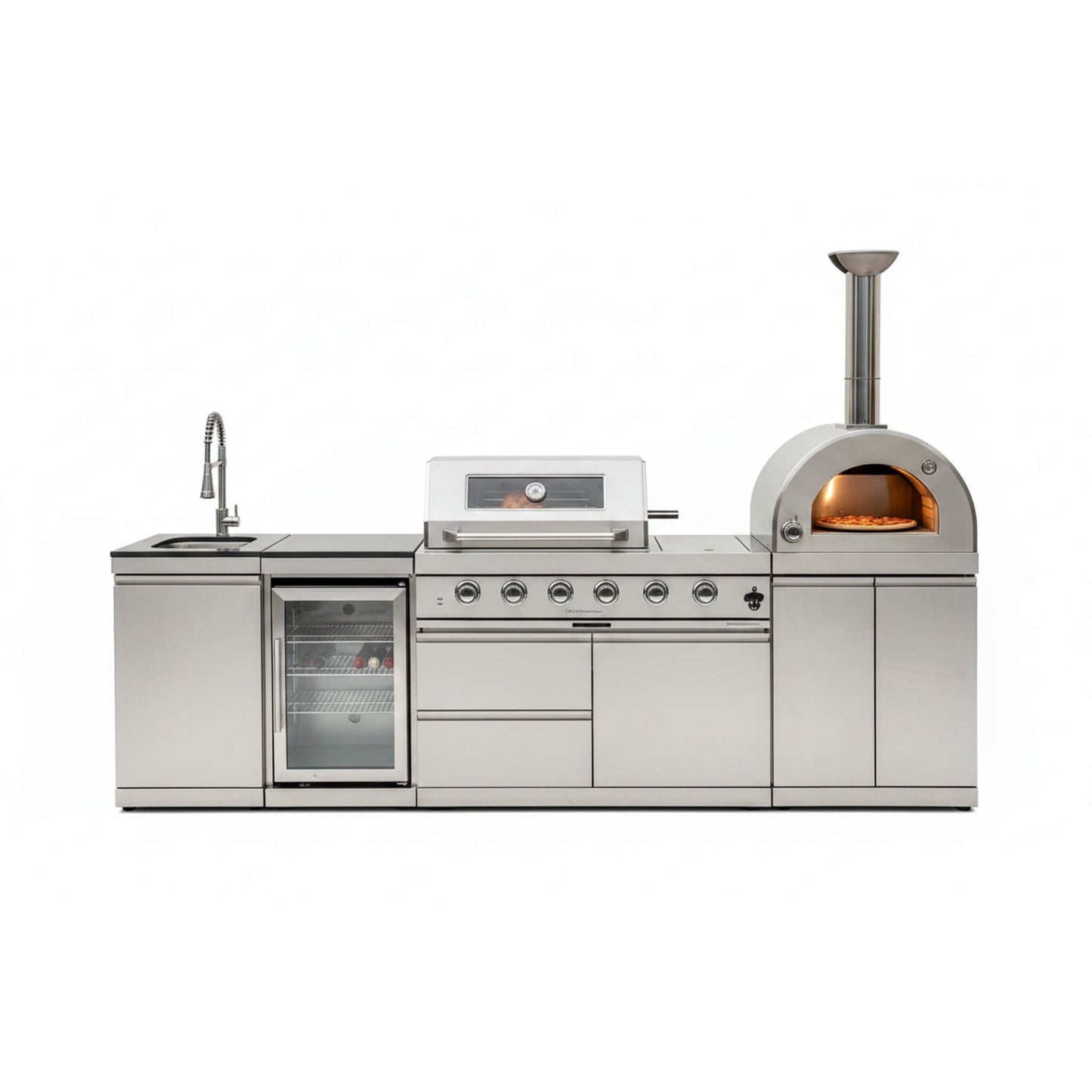 Blazon 112-Inch 4-Burner 108K BTU Outdoor Kitchen Island With Pizza Oven