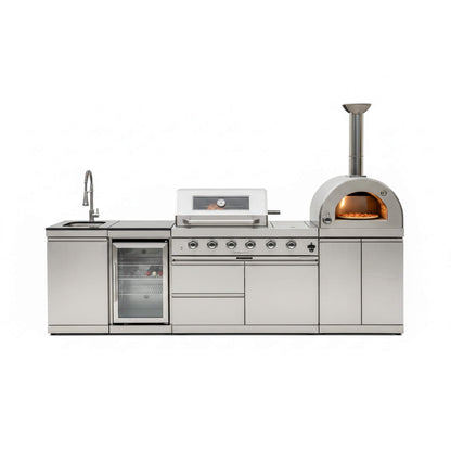 Blazon 112-Inch 4-Burner 108K BTU Outdoor Kitchen Island With Pizza Oven