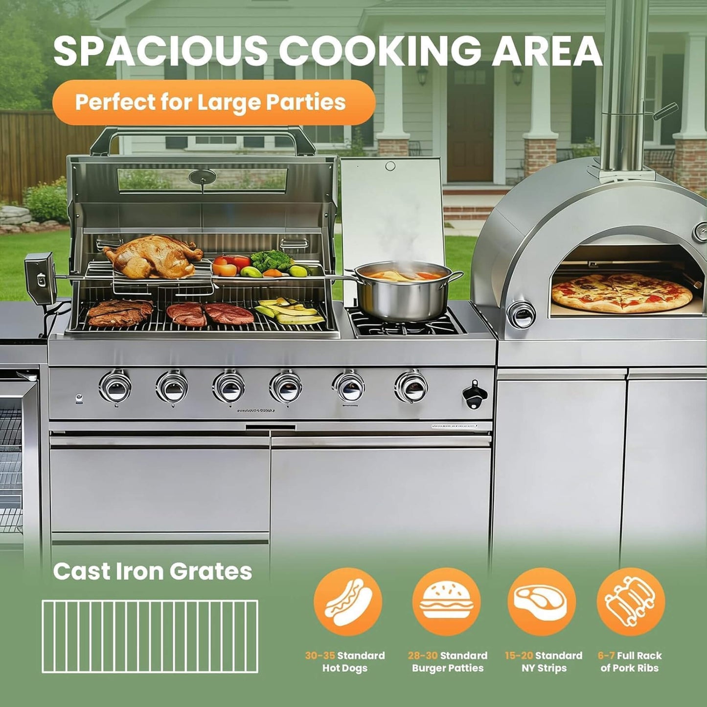 Blazon 112-Inch 4-Burner 108K BTU Outdoor Kitchen Island With Pizza Oven
