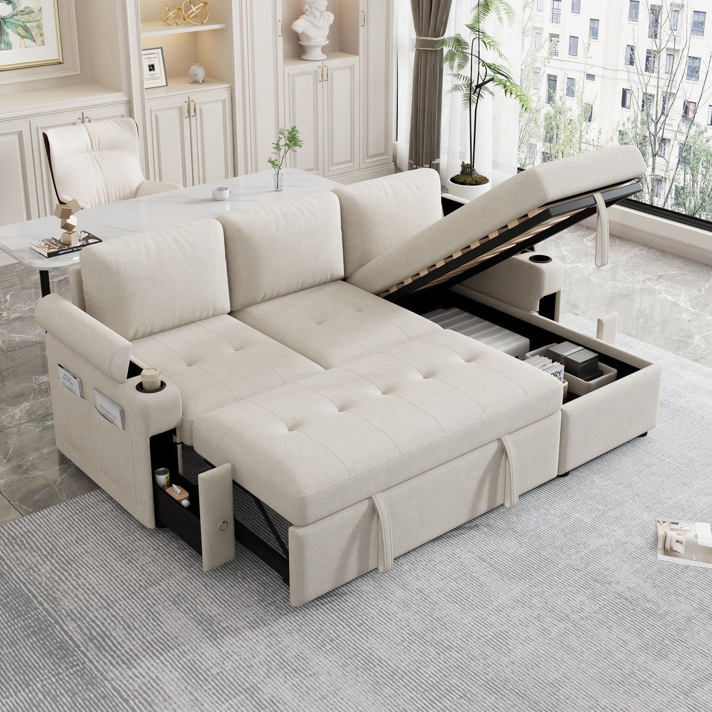 Convertible L Shaped Sofa Couch With Storage