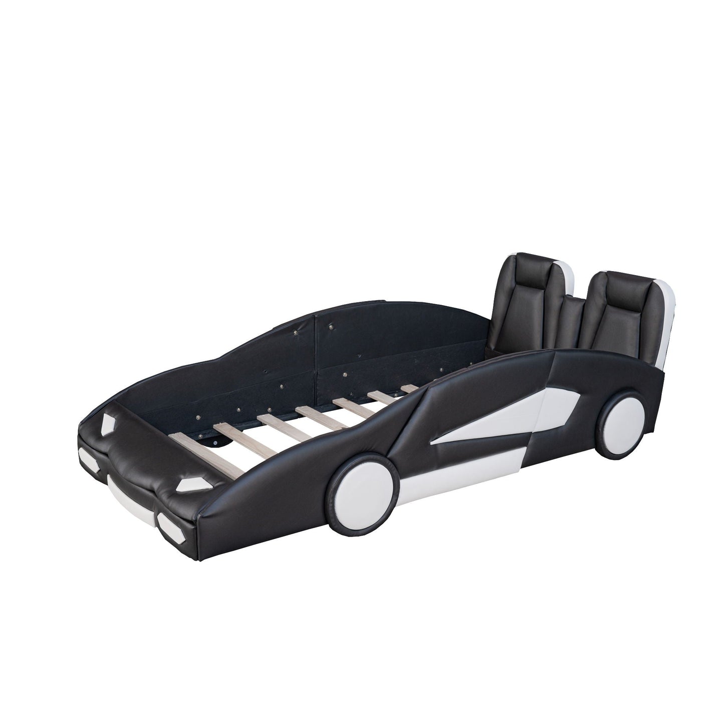 Race Car Shaped Twin Platform Bed With Wheels