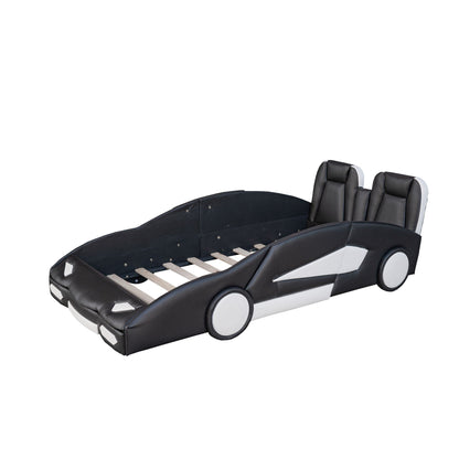 Race Car Shaped Twin Platform Bed With Wheels