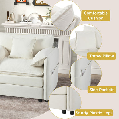 Deep Seat Modular Sectional Sofa Cloud Couch With Ottoman