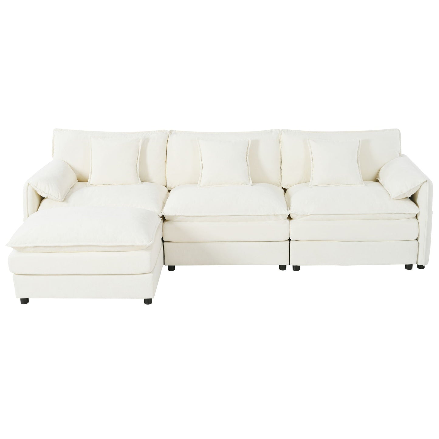 Deep Seat Modular Sectional Sofa Cloud Couch With Ottoman