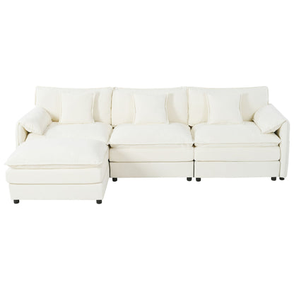 Deep Seat Modular Sectional Sofa Cloud Couch With Ottoman