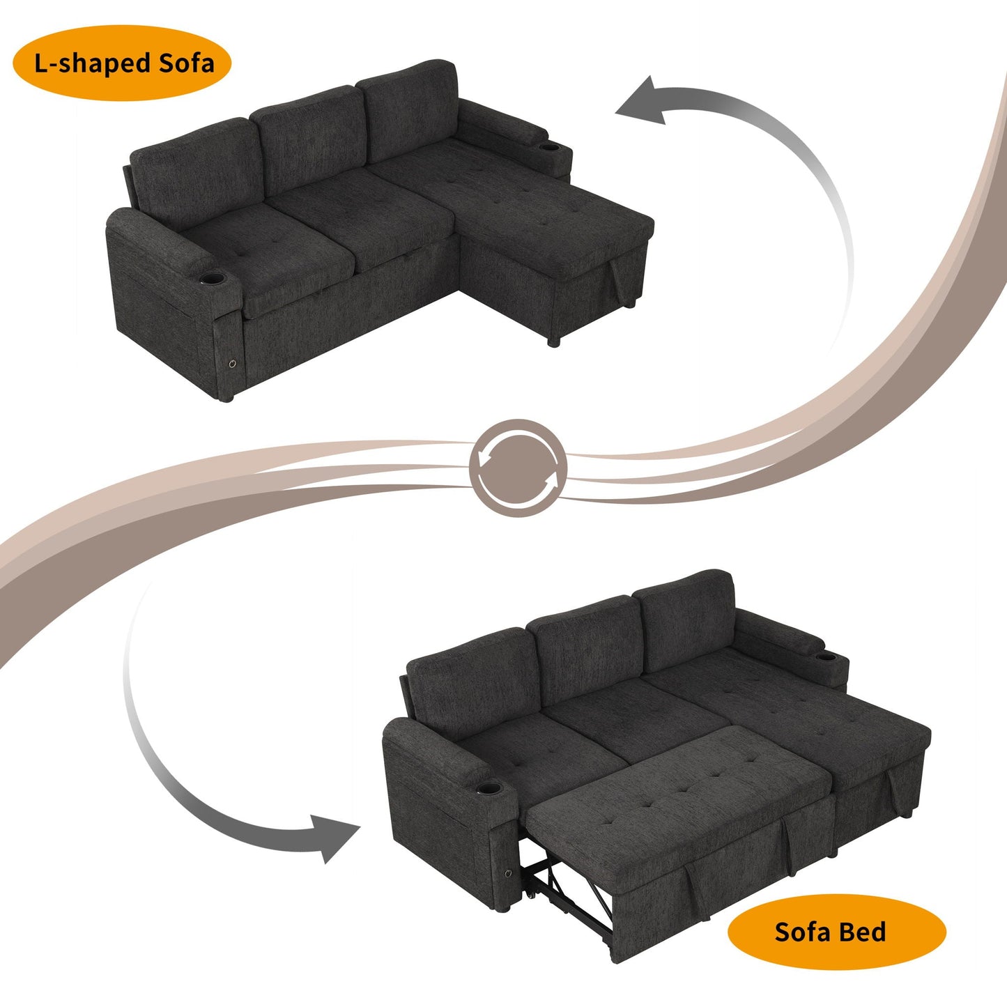 Convertible L Shaped Sofa Couch With Storage