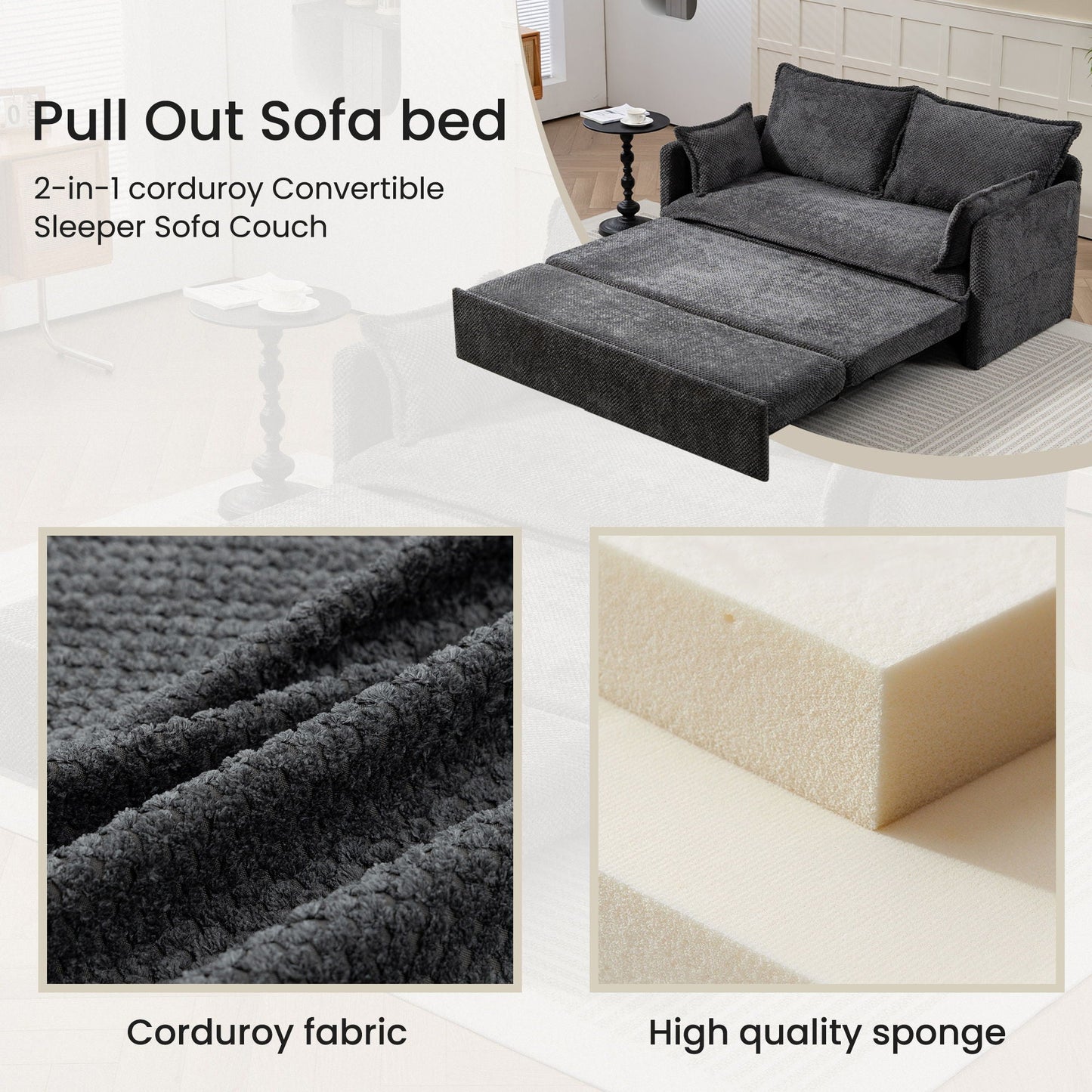 Pull Out Sofa Bed, Convertible Sleeper Sofa