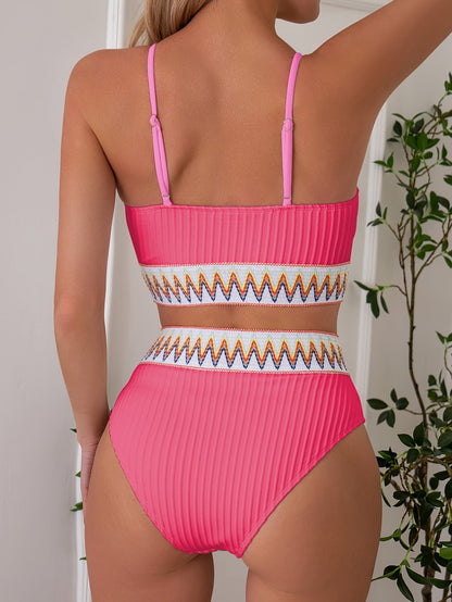 Bikini Scoop Neck High Waist 2 Piece Swimsuit for Women