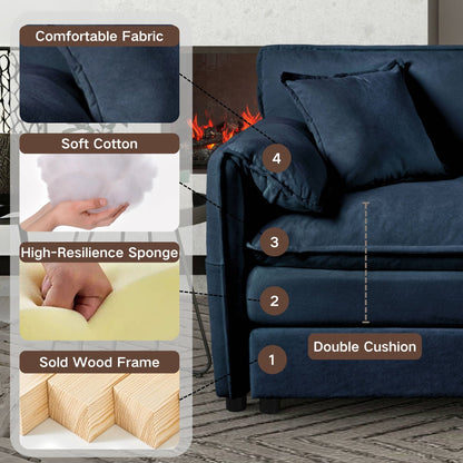 Deep Seat Modular Sectional Sofa Cloud Couch With Ottoman