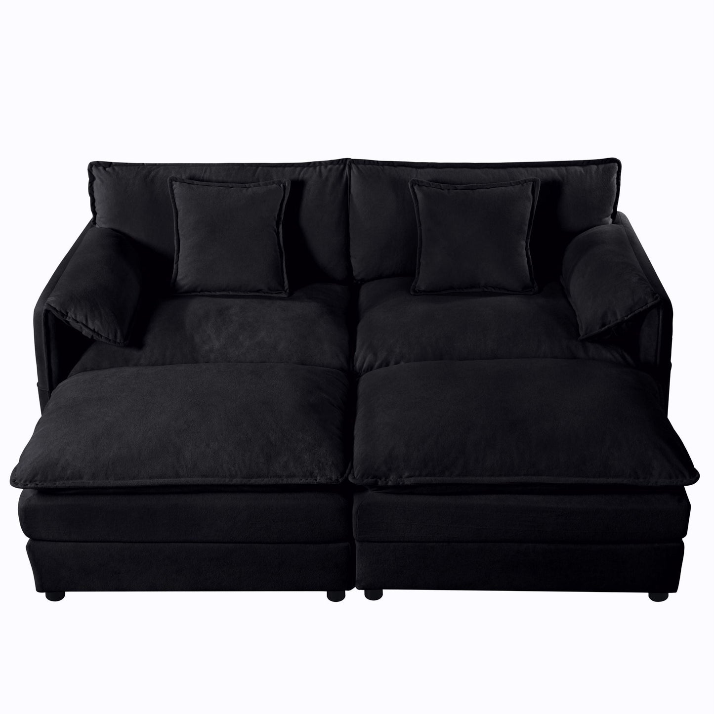 Deep Seat Modular Sectional Sofa Cloud Couch With Ottoman
