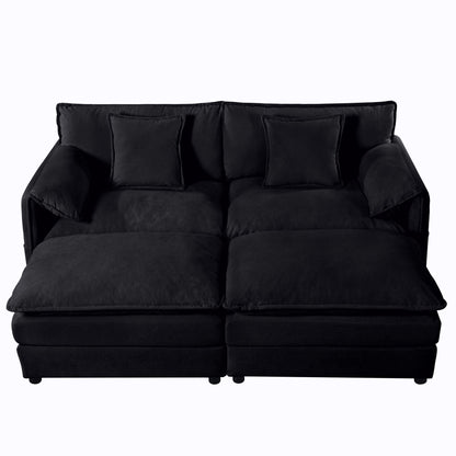 Deep Seat Modular Sectional Sofa Cloud Couch With Ottoman