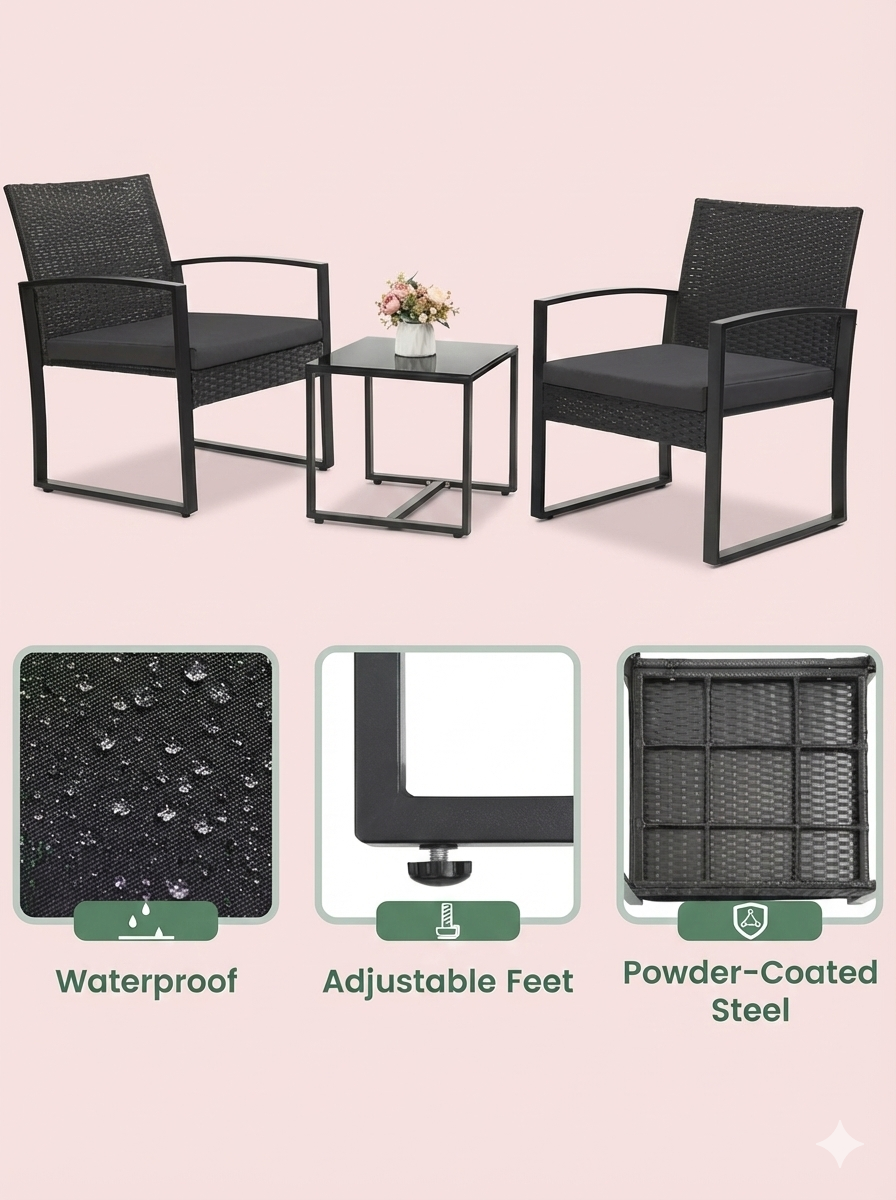 3-Piece Outdoor Patio Furniture Set