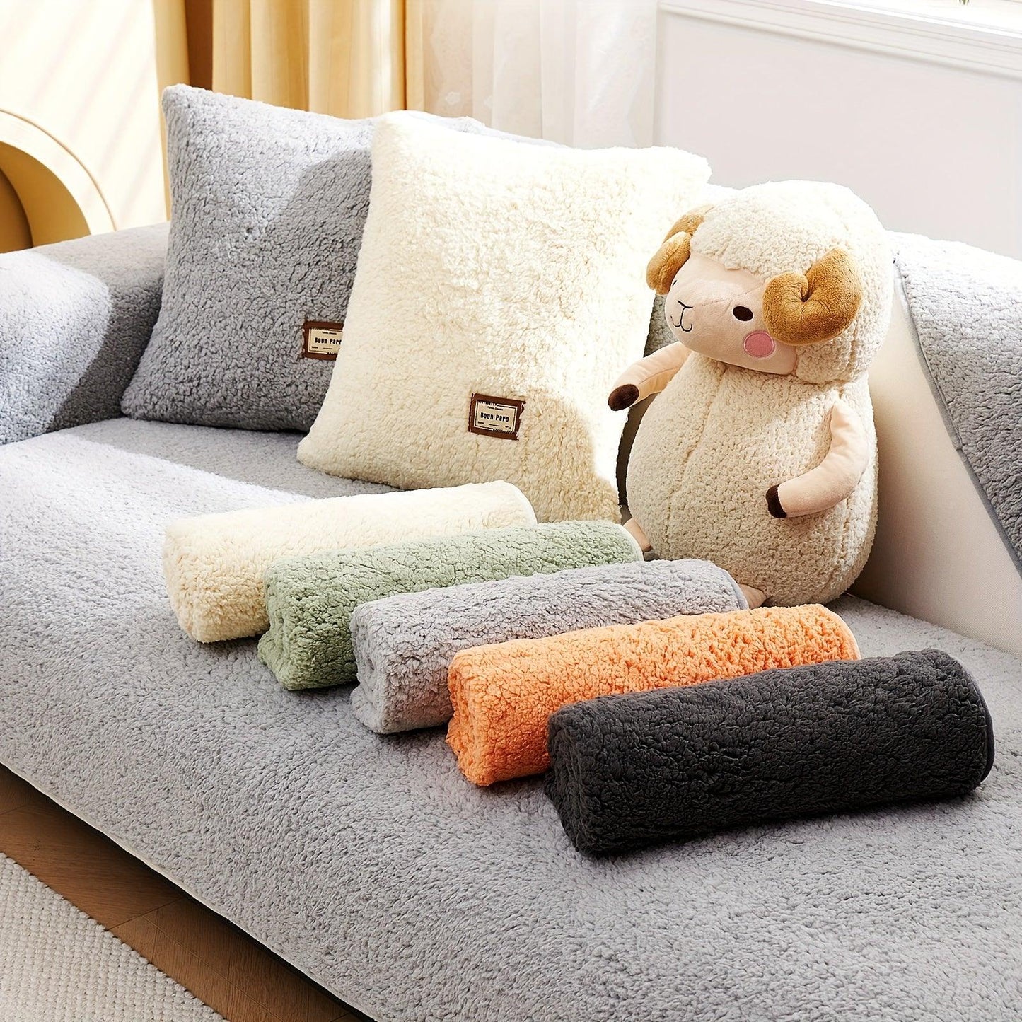 High-Quality Plush Sherpa Sofa Cover