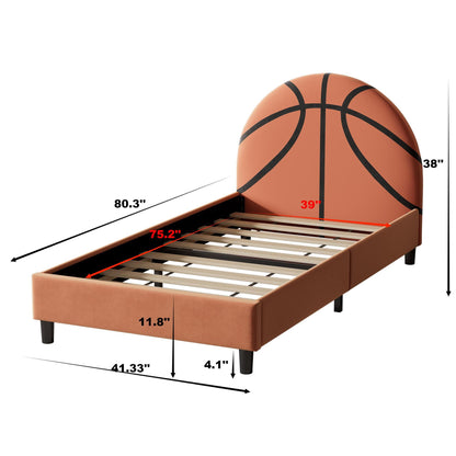 Basketball Design Upholstered Twin Platform Bed Sport Style