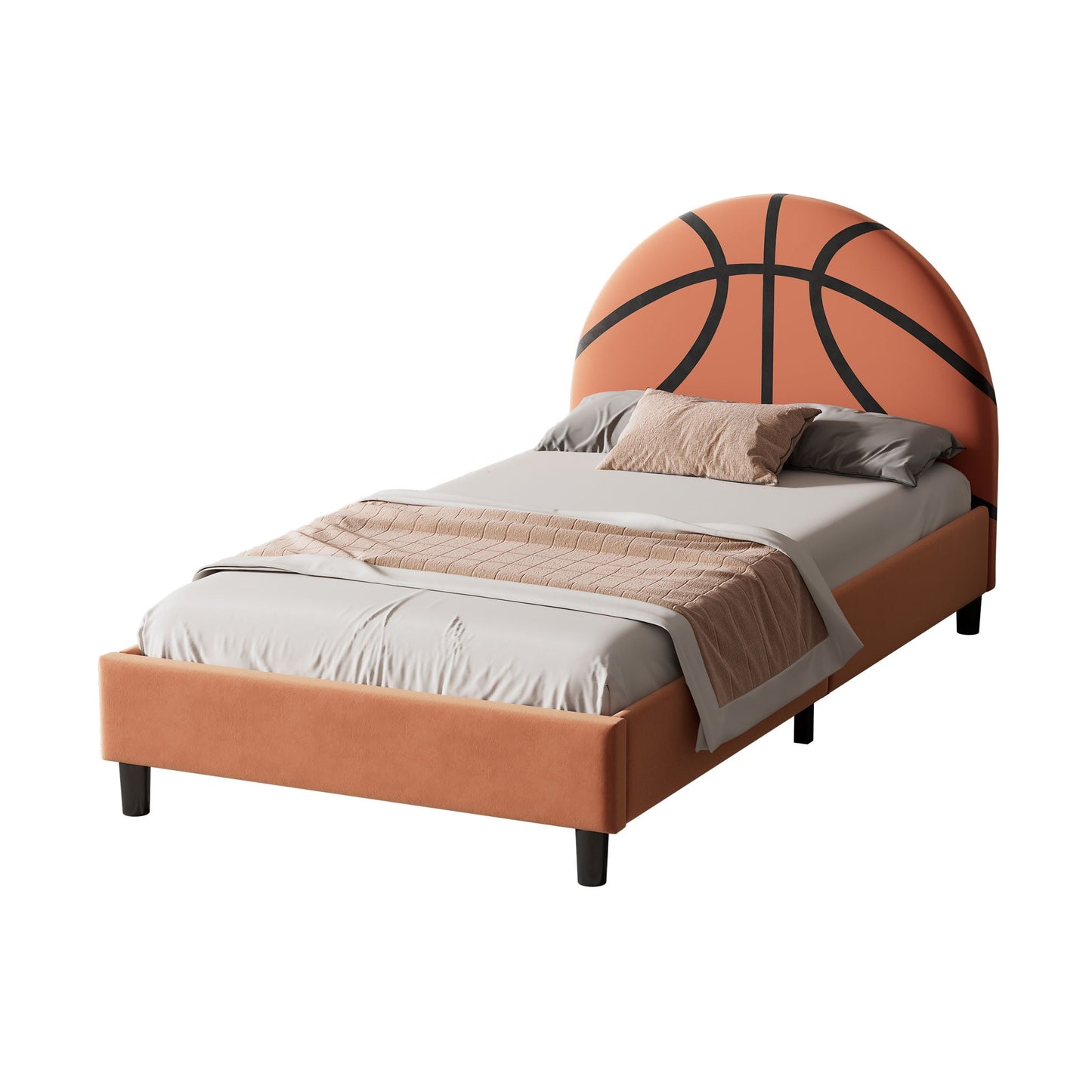 Basketball Design Upholstered Twin Platform Bed Sport Style