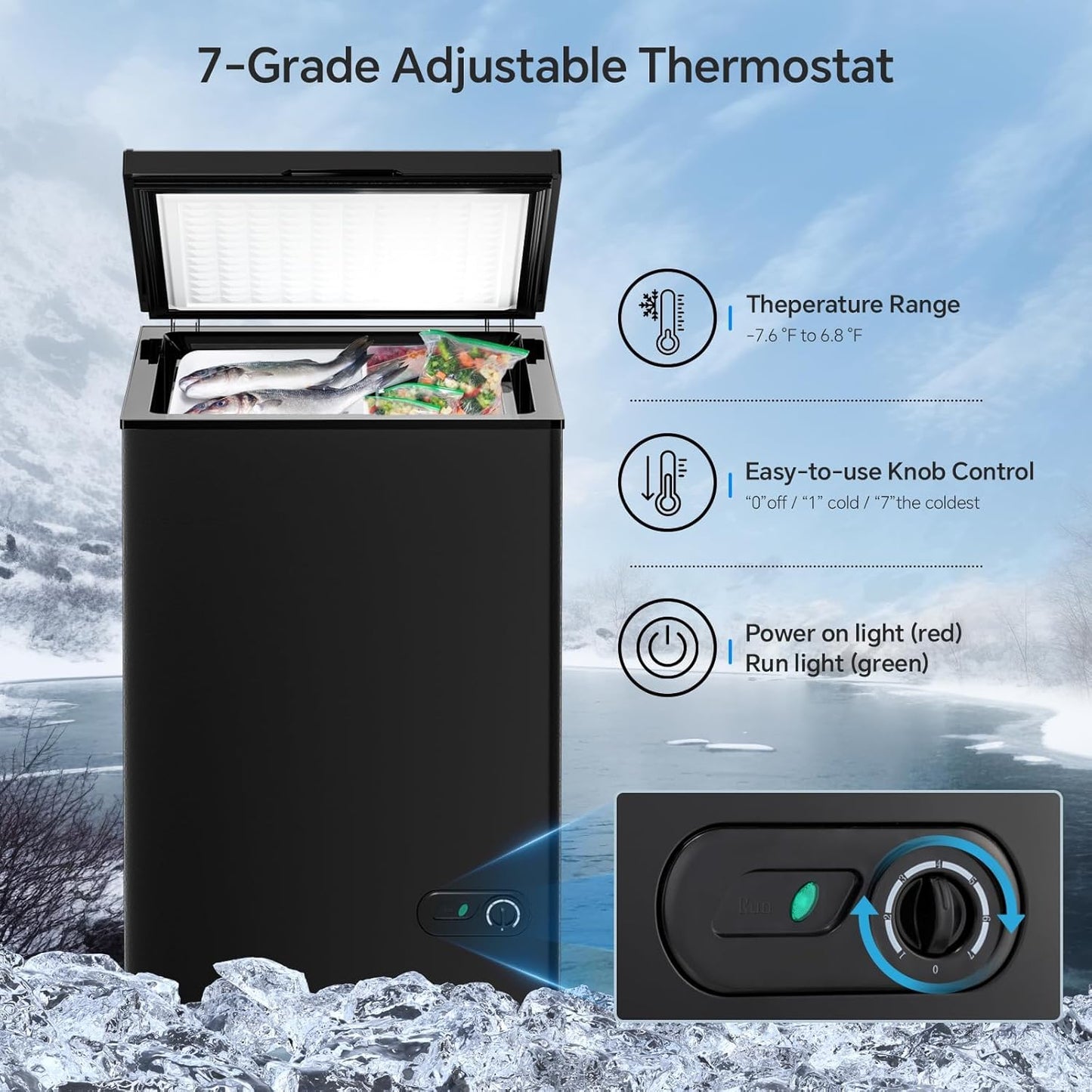 3.5 Cubic Feet Chest Freezer with 2 Removable Baskets