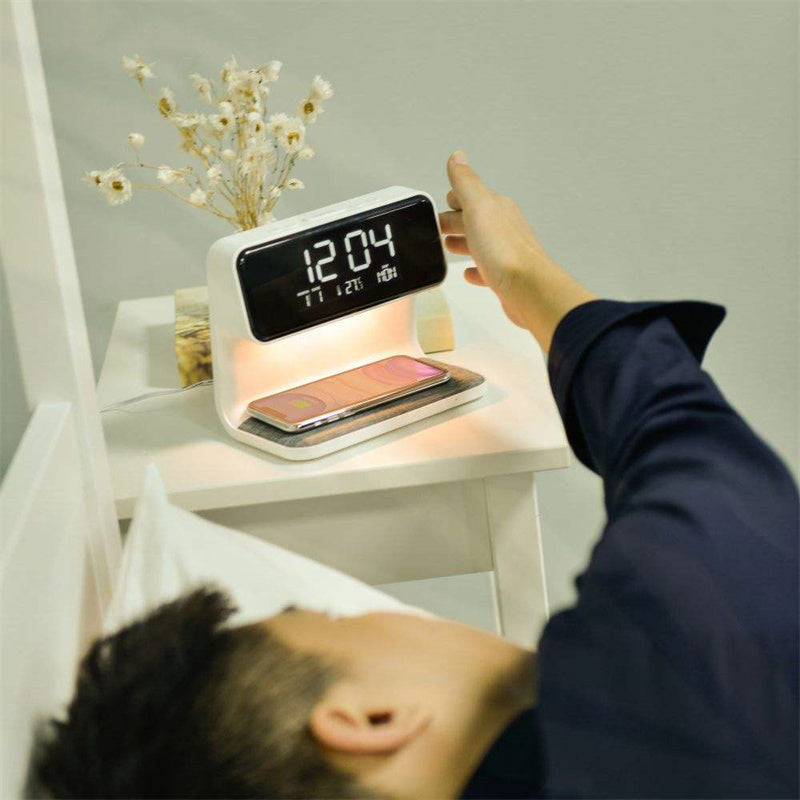 Bedside Lamp Wireless Charging LCD Screen Alarm Clock