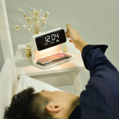 Bedside Lamp Wireless Charging LCD Screen Alarm Clock