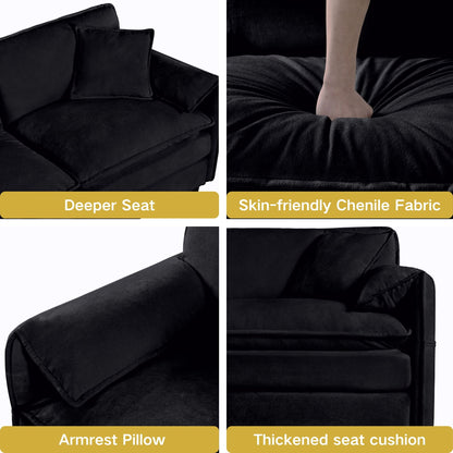 Deep Seat Modular Sectional Sofa Cloud Couch With Ottoman