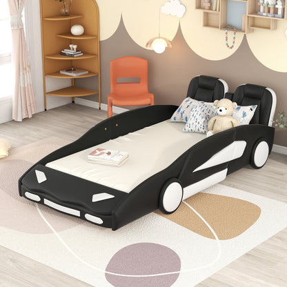 Race Car Shaped Twin Platform Bed With Wheels