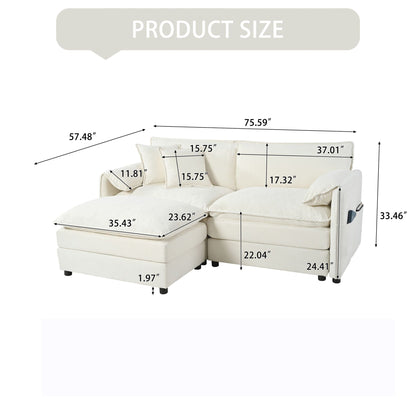 Deep Seat Modular Sectional Sofa Cloud Couch With Ottoman