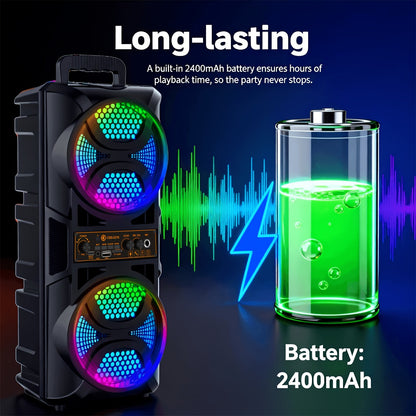 Portable Bluetooth Speaker with Subwoofer Bass