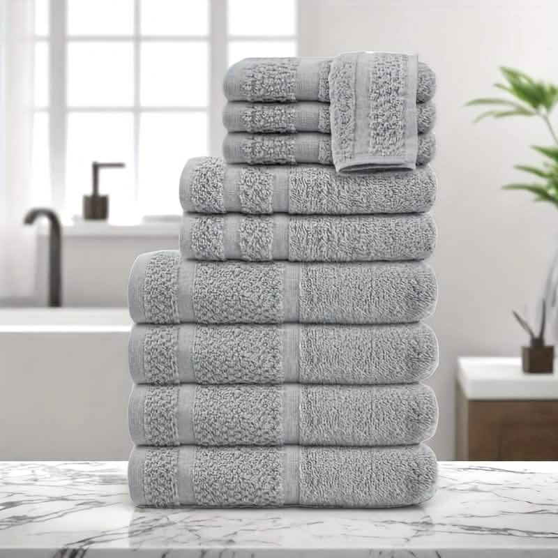 Gray Cotton Bath Towel Set