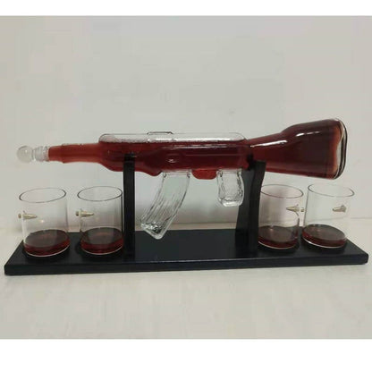 AK47 Rifle Gun Whiskey Wine Glass Decanter Set