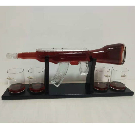AK47 Rifle Gun Whiskey Wine Glass Decanter Set