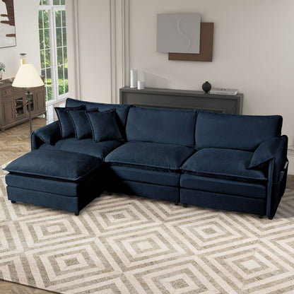 Deep Seat Modular Sectional Sofa Cloud Couch With Ottoman