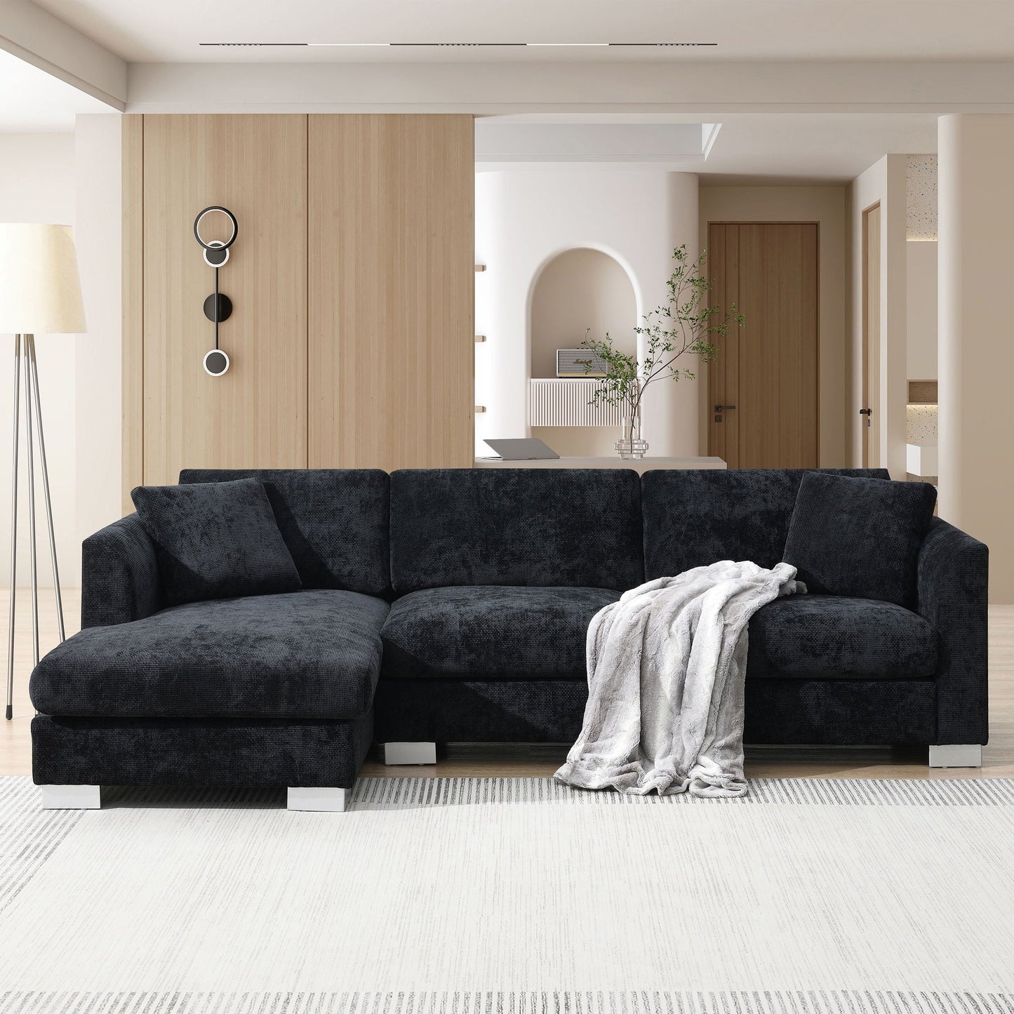 Modern Cloud Sectional Sofa L Shaped Luxury Couch Set