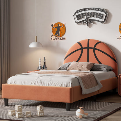 Basketball Design Upholstered Twin Platform Bed Sport Style