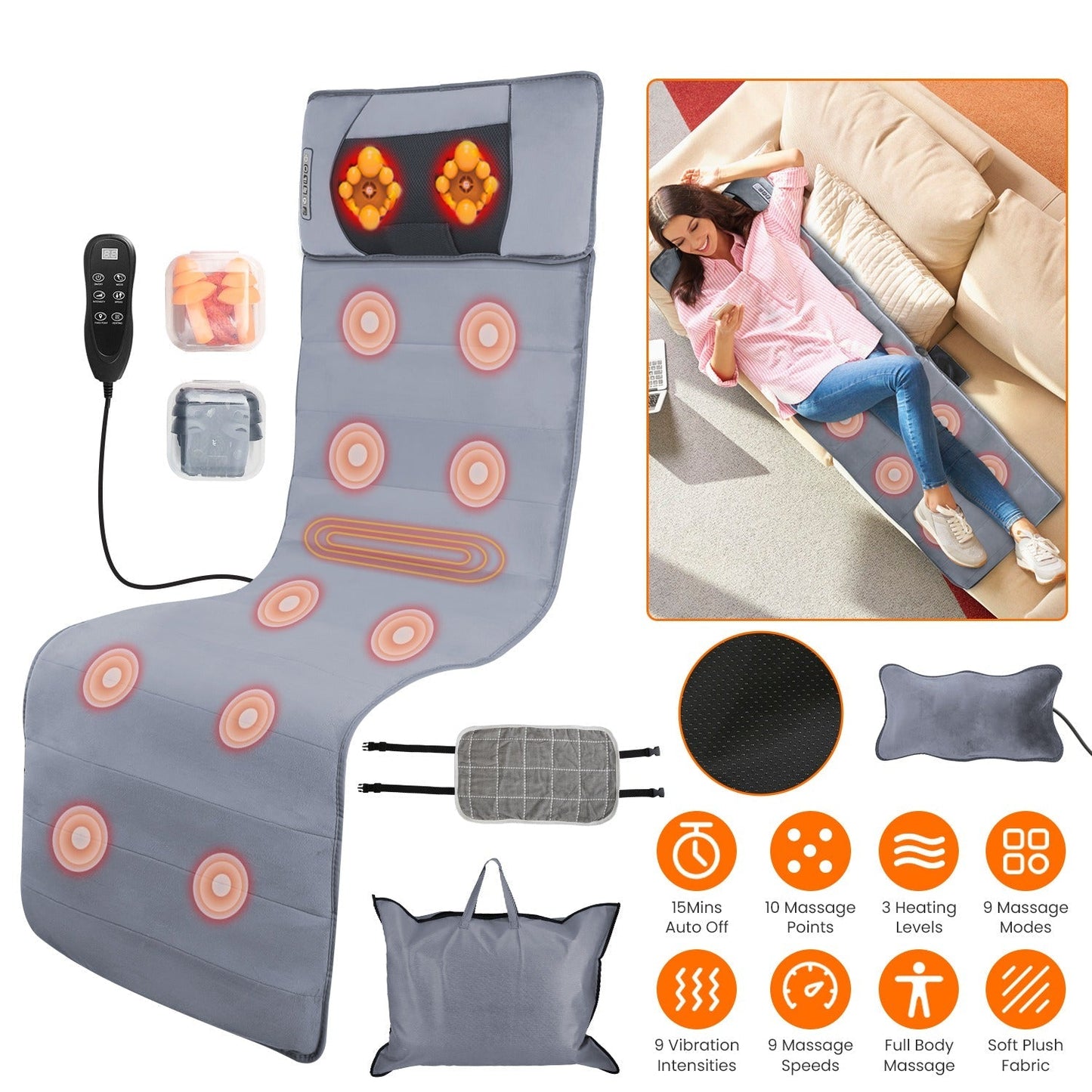Full Body Electric Massage Mat with Heat Vibration Massage Pad