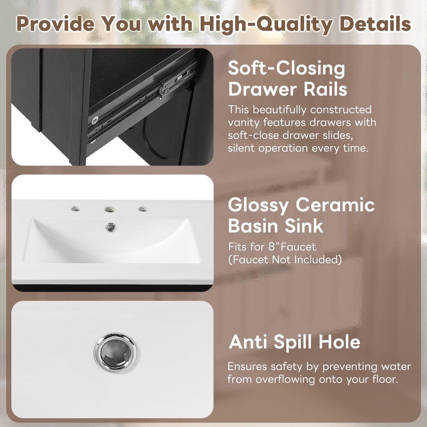 Floating Bathroom Vanity With Oval Knobs