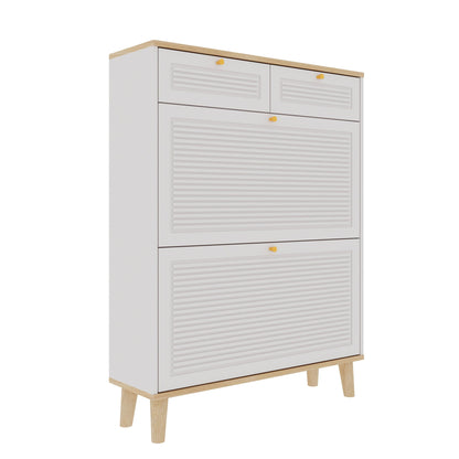 Modern Freestanding Shoe Cabinet With Flip Up Doors And Drawers