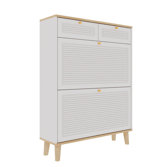 Modern Freestanding Shoe Cabinet With Flip Up Doors And Drawers