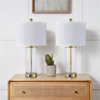 Modern Glam Glass and Metal Table Lamp Set