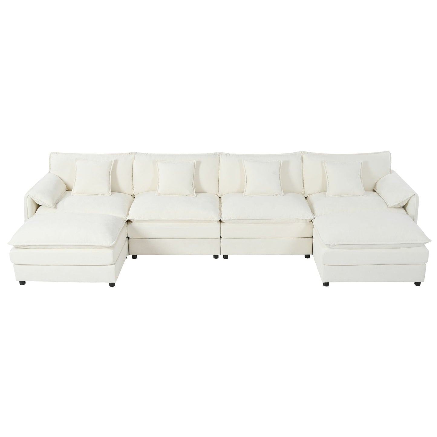 Deep Seat Modular Sectional Sofa Cloud Couch With Ottoman