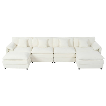 Deep Seat Modular Sectional Sofa Cloud Couch With Ottoman