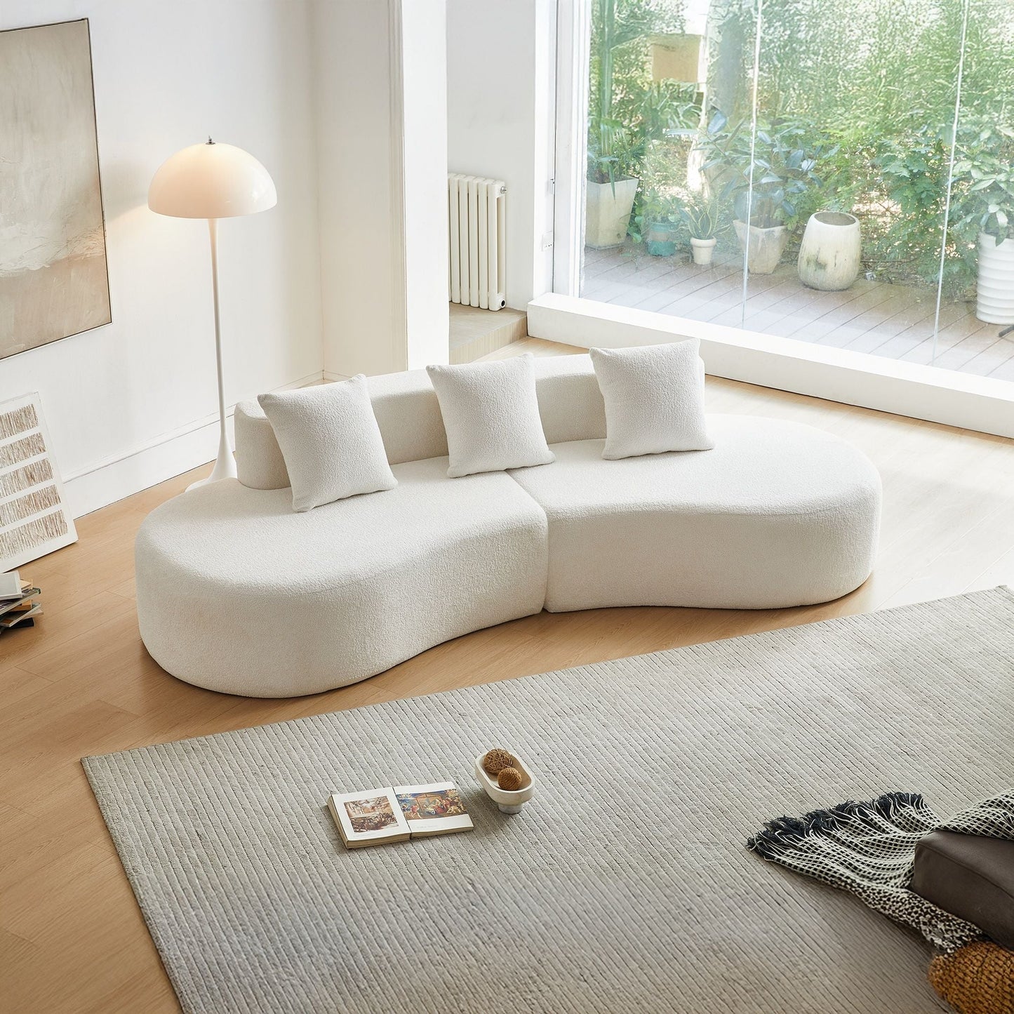 Curved Boneless Couch, Half Moon Sofa, 5 Seat