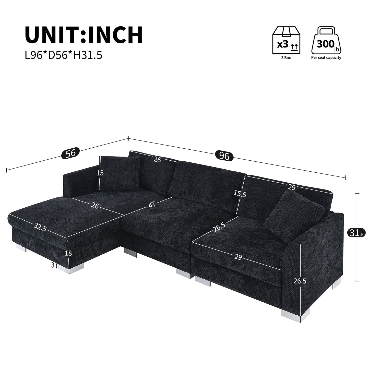 Modern Cloud Sectional Sofa L Shaped Luxury Couch Set